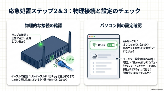 2. 物理的な接続（ランプ・ケーブル）の確認