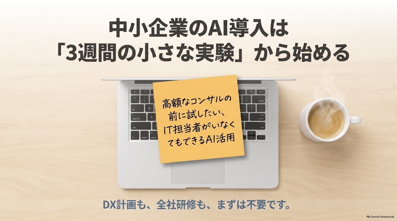 高額なコンサルの前に試したい「3週間の小さなAI活用」