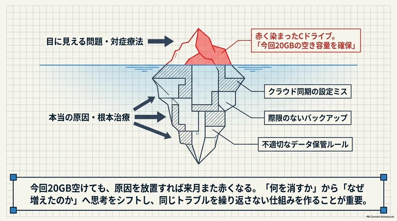 会社のPCは「空き容量を増やす」だけで終わらせない