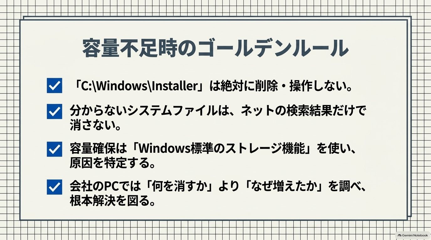 まとめ|「C:\Windows\Installer」は容量が大きくても削除しない