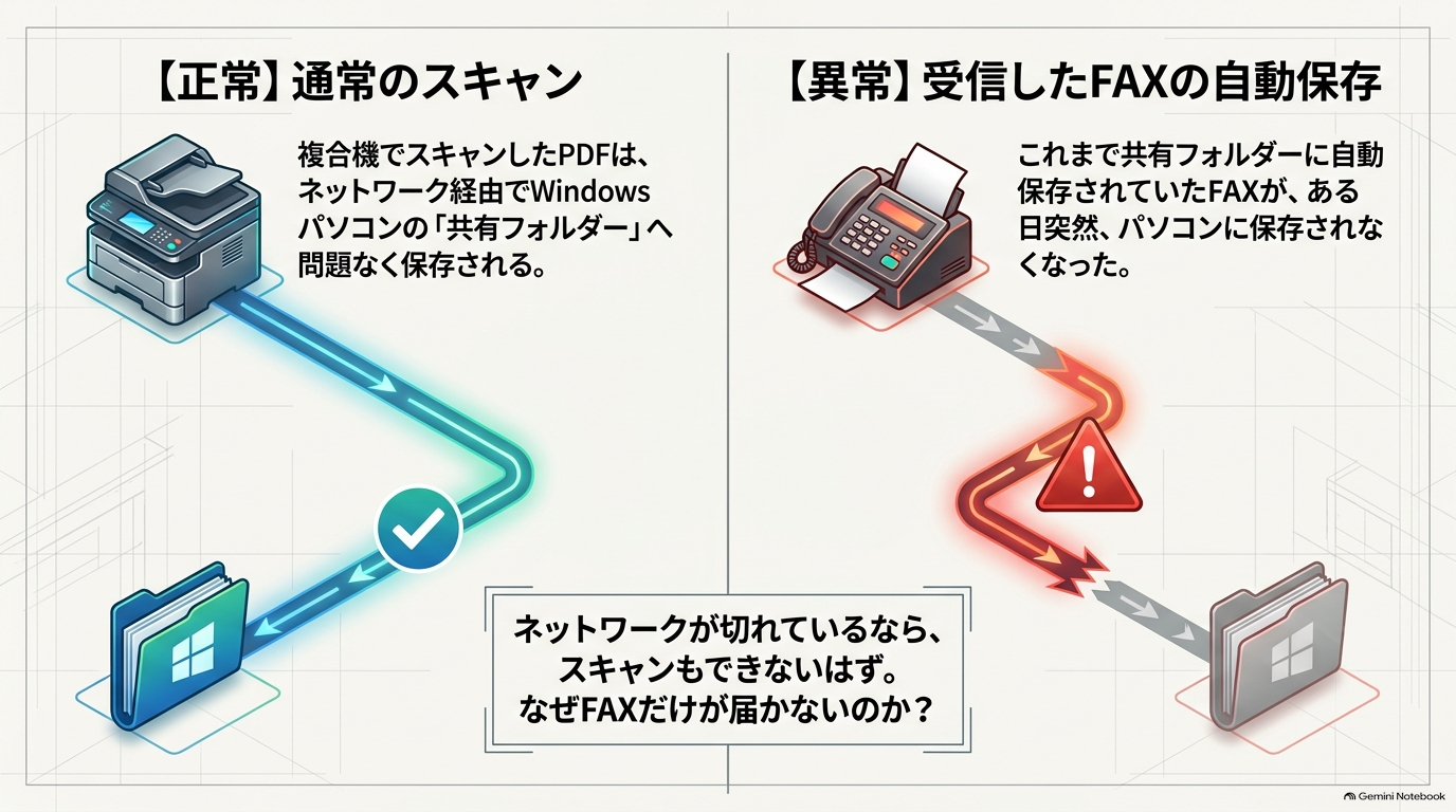 「スキャンはできるのにFAXだけ届かない」という症状