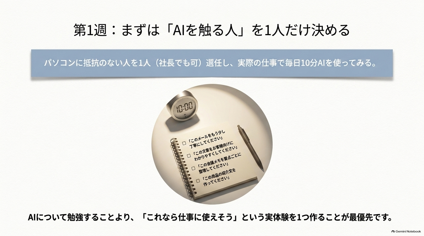 まず「AIを触る人」を1人決める