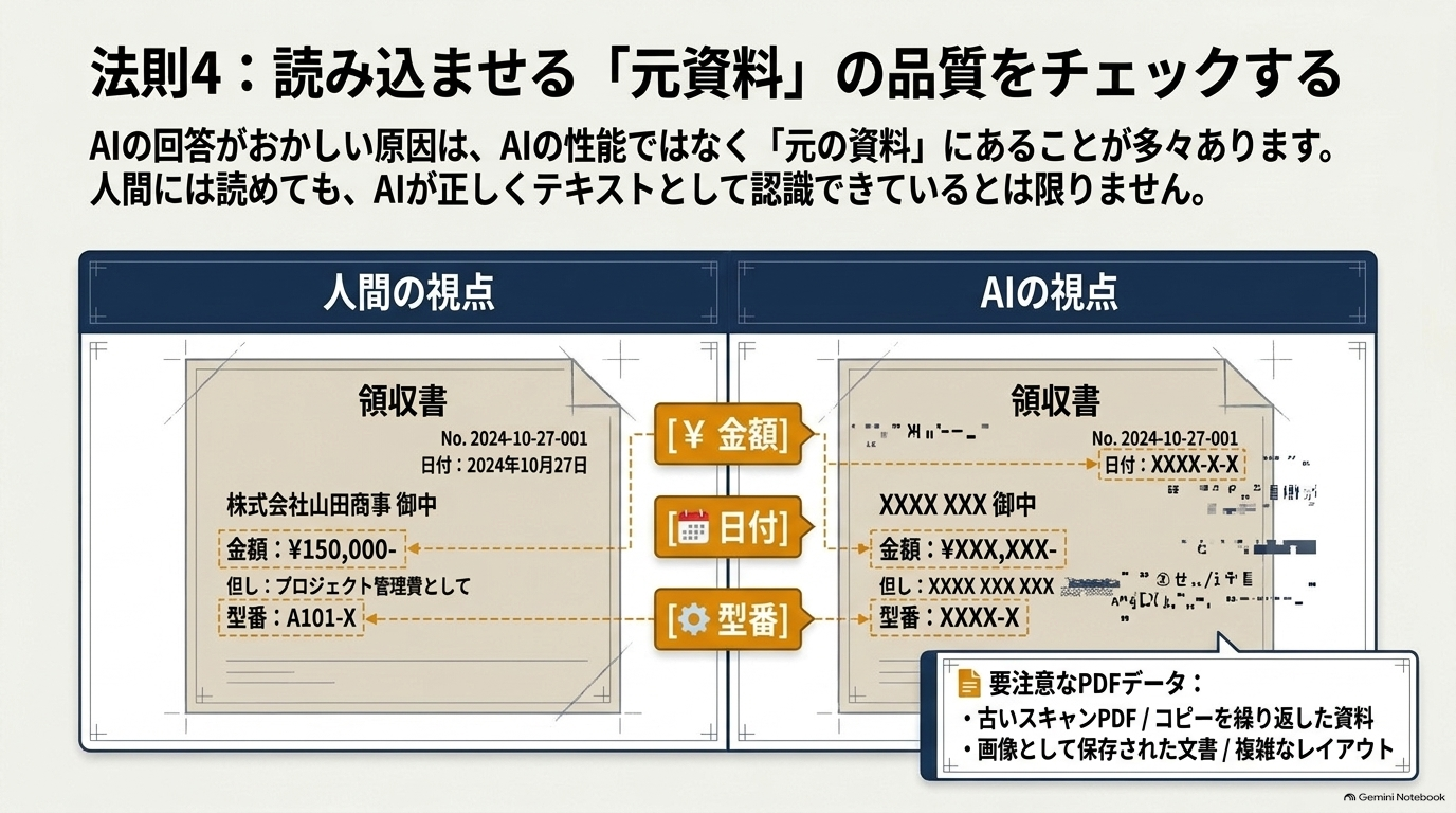 失敗4:読み込ませるPDFの状態を確認していない