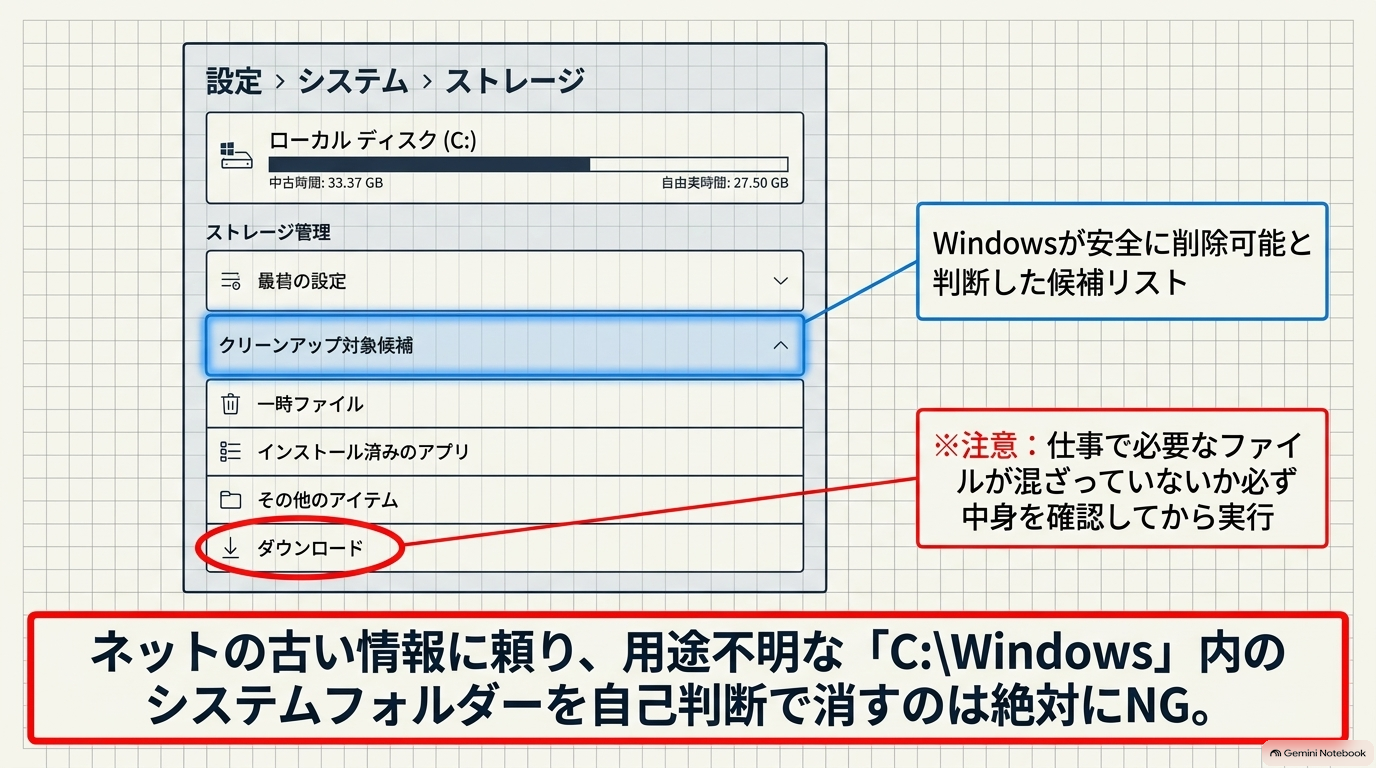 Windows標準機能で安全に容量を確認する