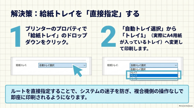 複合機側の用紙設定も確認する
