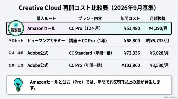 2026年9月に確認した価格は、次のとおりです。